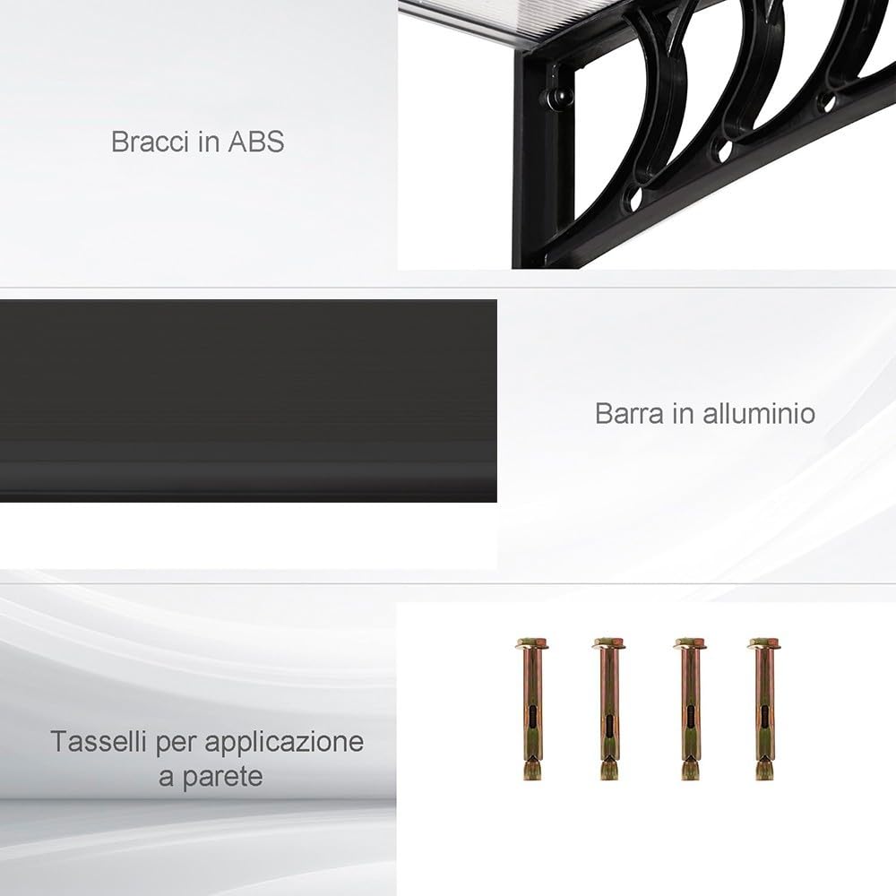 Pensilina Tettoia Modulare 150x100 Cm Tetto Copertura Porta Finestra Esterno Alveolare Trasparente