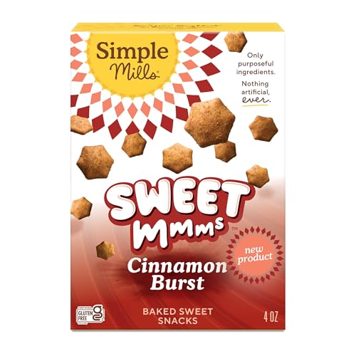 Image of Simple Mills Cinnamon Burst Sweet Mmms Baked Sweet Snacks, Bite-Sized Gluten Free Cinnamon Snacks Sweetened with Coconut Sugar, Light and Airy Crispy Texture, 1 Pack, 4 oz