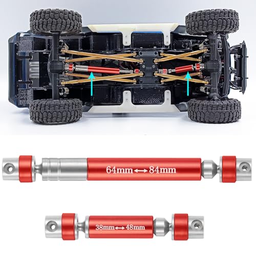 RCLIONS Steel RC Drive Shaft CVD 38+64mm Upgrade for 1/24th AXIAL SCX24 Gladiator AXI00005 RC Crawler Car Parts (Red)