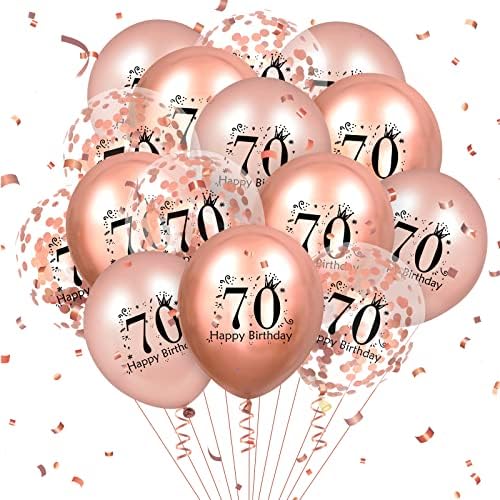 70th Birthday Balloons 18 Pcs Rose Gold Happy 70th Birthday Latex...