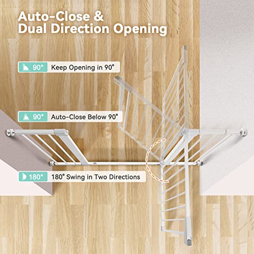 Comomy Extra Wide Baby Gate For Stairs, 29.5"-43.3" Dog Gates For Doorways, Auto Close, Pressure Mounted Easy Walk Through Pet Gate Child Gate, Durable Metal Safety Child Gate, White #TOP3