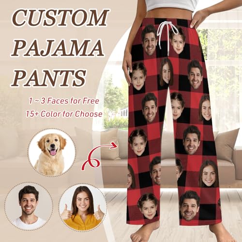 Custom Pajama Pants with Photo, Personalized Funny Pajama Pants for Men Women, Customized Pet Face Pj Bottoms Gifts2