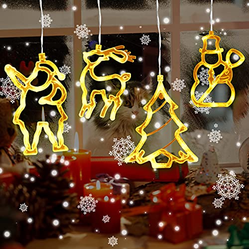 4 pezzi Luce per finestra sospesa di Natale Luci