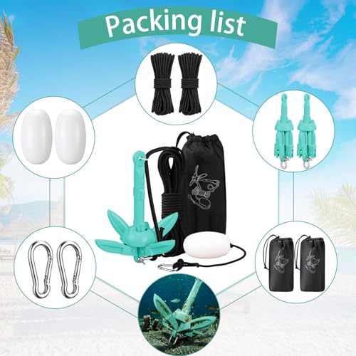 Image of Lounsweer 2 Pack 1.5 /3.5 lb Marine Kayak Anchor Kit Folding Grapnel Anchor Kit Boat Kayak Fishing Accessories for Small Boats Kayaks Canoe Paddle Boards