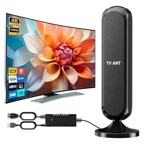 WERCHTAY Digital Indoor TV Antenna for Smart TV - 4K 1080p HD Local Channels with Signal Booster - High Gain Compact Antenna (Style Column)