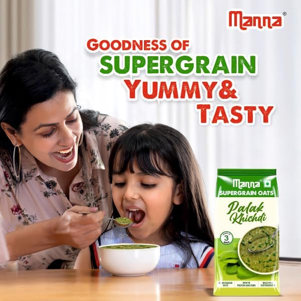 Image of Manna Masala Oats 900g, Palak Khichdi, Rich in Protein and Fibre, No palm oil, Artifical Colors or preservatives.