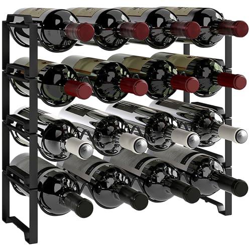 HOMCOM Weinregal Flaschenregal für 16 Weinflaschen, Flaschenhalter Aufbewahrungsregal aus Metall, Weinflaschenregal für Küche, Esszimmer Schwarz HOMCOM Weinregal Flaschenregal für 16 Weinflaschen, Flaschenhalter Aufbewahrungsregal aus Metall, Weinflaschenregal für Küche, Esszimmer Schwarz