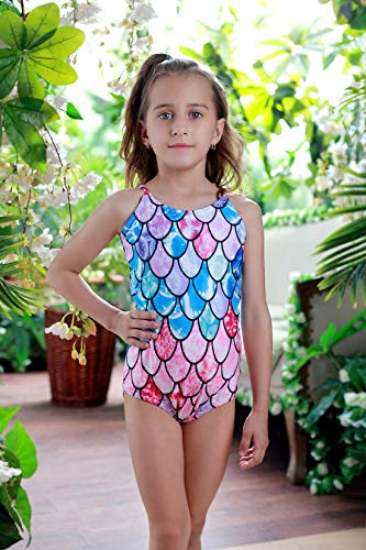 BFUSTYLE 3-4T Blue Purple Lavender Pink Mermaid Hawaiian Surfing One-Pieces Swimwear Bikini Beach Wear Gift for Toddler Girls Students Scholar