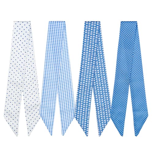 4 Pack Purse Scarf Handbags Skinny Twill Hair Scarves Narrow Neck Scarf Band Women Fashion Accessories Bag Charms