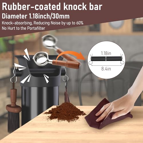 Espresso Knock Box for Coffee Puck, 250+ Cups Commercial Coffee Grounds Disposal Recycle Trash Can Clean Tool Set, Barista Essential for Cafe Shop Trailer Office Breakroom Home Bar Accessories by EffiQ-Rate - Image 6