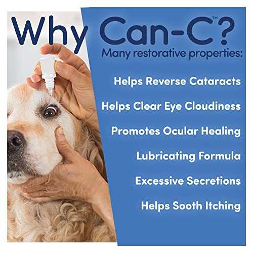 Can-C Dog Eye Drops - Dog Cataract Eye Drops with N-Acetylcarnosine - Normalize Cataract Impairment in Older Dogs - Refreshing Ophthalmic Treatment for Dry Eyes, Allergy Relief, Scratch and Wound Care