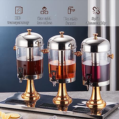 Dispensador de bebidas de acero inoxidable con grifo, dispensador de bebidas de gran capacidad, dispensador de jugo sellado, para desayuno, bufé, bares, hoteles, dorado, 8 L