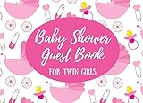  Baby Shower Guest Book for Twin Girls: Pink Prams and Safety Pins