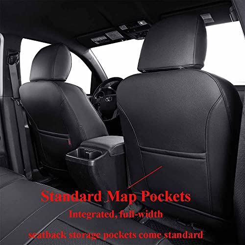 Image of EKR Tacoma Leather Car Seat Covers Custom Fit for Toyota Tacoma 2012 2013 2014 2015 (Regular Seats) - Truck Seat Covers Full Set,Faux Leather(Black)