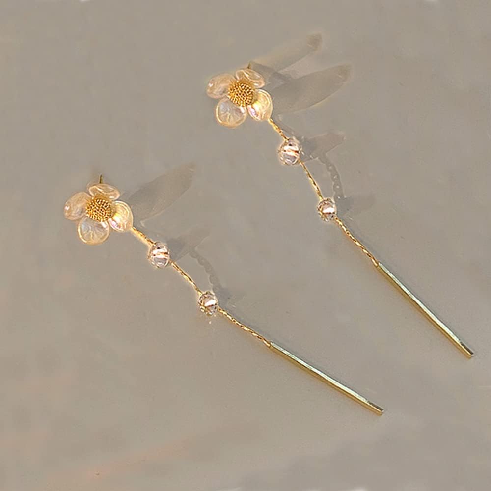 Pearl Dangle Earrings for Women, Threader Earrings Ball Drop Earrings Long Chain Bridal Wedding Jewelry - Image 6