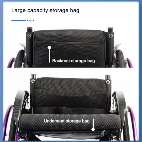 Silla de ruedas manual de aleación de aluminio ultraligera con frenos de mano para adultos, silla de ruedas deportiva ligera para uso todo terreno