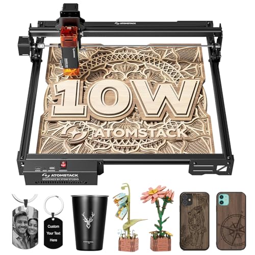 ATOMSTACK 10W grabadora láser cortadora láser A10 PRO V2 0,06 mm máquina de grabado láser de alta precisión para madera y metal, acrílico oscuro, vidrio, cuero