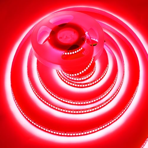 Image of SUYOOULIN LED Strip Lights, AC110V /120V 16.4ft /5m 15000LM SMD 2835 600 LEDs Light Strips Tube Waterproof IP67 LED Ribbon, 2 Times Brightness Than Low Voltage Strip Lights (Red)