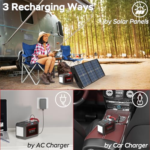 Estación de energía portátil de 300 W MARBERO 237 Wh, generador solar de campamento, batería de litio con onda sinusoidal pura salida de 110 V CA, USB C, USB A, CC para acampar al aire libre, CPAP,