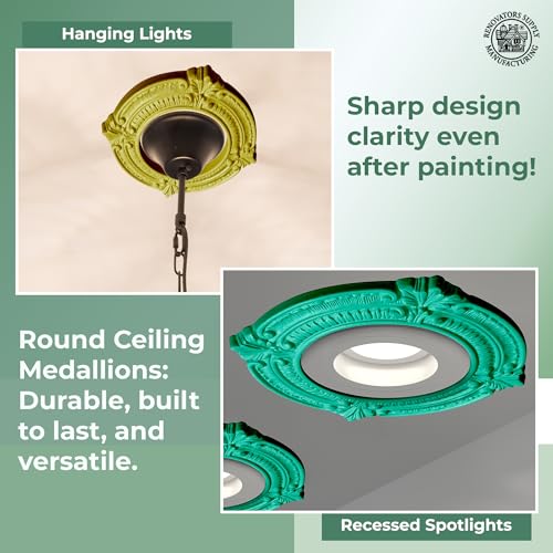 Image of Renovators Supply Manufacturing Pack of 5 Ceiling Light Trim Medallion 10'' Polyurethane White