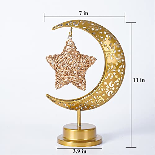 Decorative Table Lamp, Led Crescent Lamp Rattan Star Battery Powered Night Light, Moon And Star Lights For Room Home Decor, Romantic Decorative Lights For Living Room Office Holiday Gifts #TOP5
