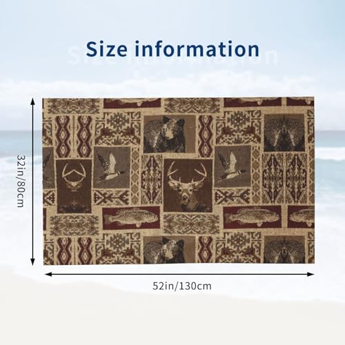 Serviette de piscine microfibre anti sable et séchage rapide motif ours cerf