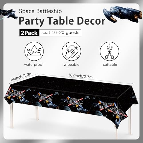 Heboland 2 Pack Space Birthday Table Cloth, Galaxy Theme Party Large 137 x 274cm Rectangular Plastic Tablecloth | Astronaut Galaxy Starship Tablecloth for Boys Kids Party Decorations - Image 2
