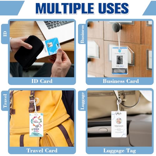 Image of 100 Pieces 10 Mil 2 1 /2 inch x 4 1 /4 inch Laminating Pouches with Slot Hole Printable Luggage Tags Clear Thermal Laminate Pouch Tags Kit Resealable for Work Permits Pass Cards Student ID Cards (100, 10 Mil)