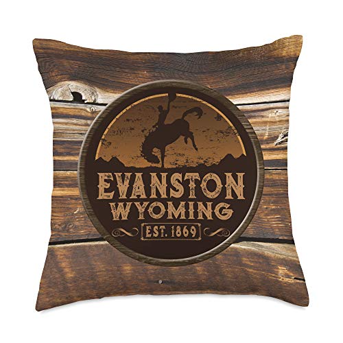 Evanston Wyoming WY Wild West Rodeo Cowboy Throw Pillow