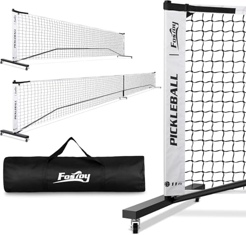 Portable Pickleball Net Set with Wheels, Regulation Size 22 FT & Half Court 11 FT, Steady Metal...