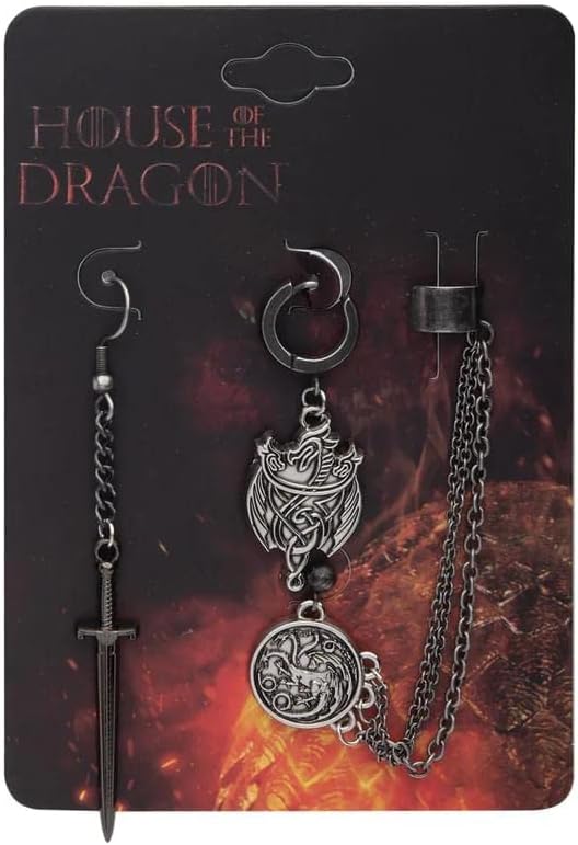 Game of Thrones House of the Dragon Targaryen Dragon Mismatched Earrings Set