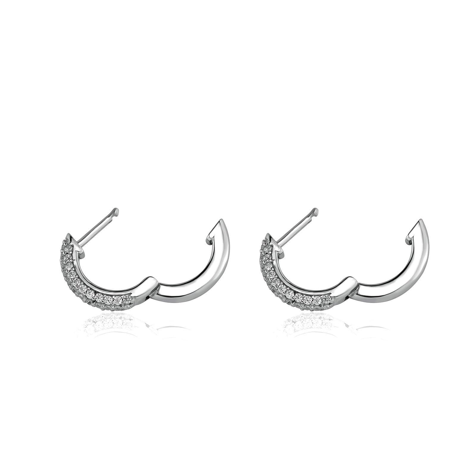 Orecchini a Cerchio in Argento Sterling con zirconi Rotondi Stile Hip Hop Design Bling Cerchio incernierato per Regali Unisex da Indossare Tutti i Giorni