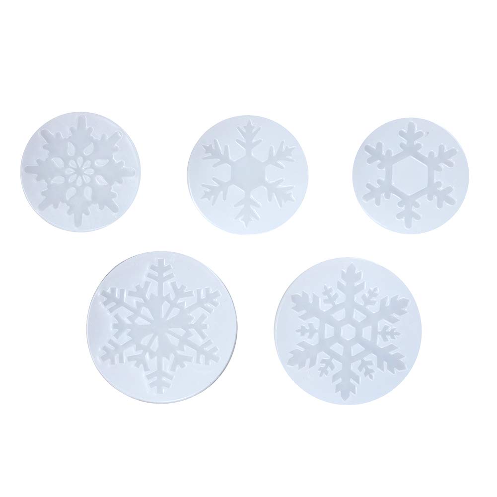Wandic White Snowflake Silicone Mold, 5 Pcs Christmas Snowflake Resin Molds Crafting Clay Epoxy Snowflake Moulds For Christmas Decorating Pendants