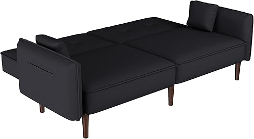 Miniatura 7 de Moderno sofá biplaza tipo futón convertible para espacio pequeño, estudio, oficina, sala de estar, sofá cama individual, sofá cama de 2 plazas y sofá