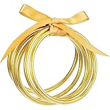 Alphatool Glitter Jelly Gold Bangles Bracelets for Women - Gold Soft Silicone Sparkling Ladies Fashion Jewelry Gift for Party