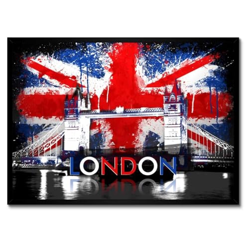 Poster London Tower Bridge 70x50cm cadre blanc - Déco murale chambre