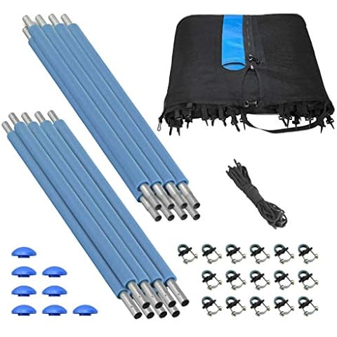 Trampoline Safety Enclosure Set of Net, 8 Poles & Hardware, Fits 15 FT. Round Frame - Installs Outside Frame Cover