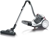 Severin MY 7102, Aspirateur Multicyclone Sans Sac (Classe Énergétique A, Buse Parquet et Set 2 Accessoires Inclus, S´POWER) Blanc/Rouge.