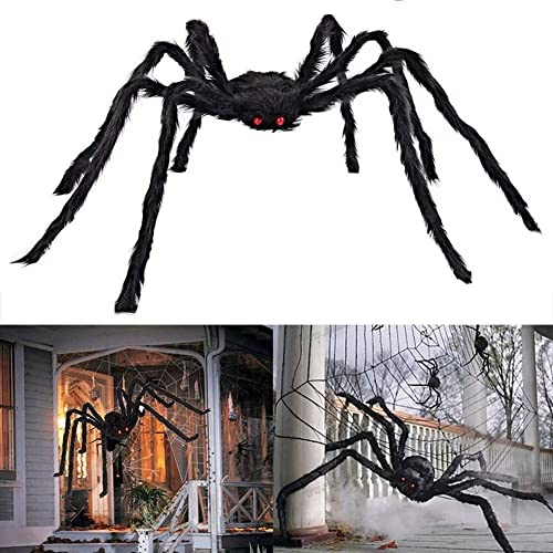 Aiseno Halloween Decorations 200" Spider Web And 78" Giant Spider Virtual Realistic Hairy Spider For Indoor Outdoor Decor #TOP7