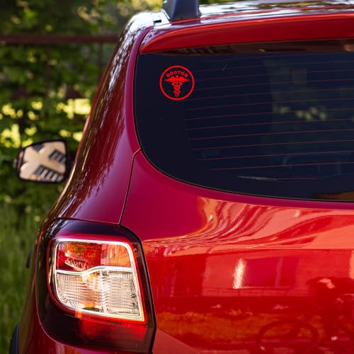 Image of Doctor Stickers for Car - Doctor Logo Reflector Decal Sticker for Cars, Waterproof Stickers, (Pack of 2) Size 10.5x10.5cm (Red)
