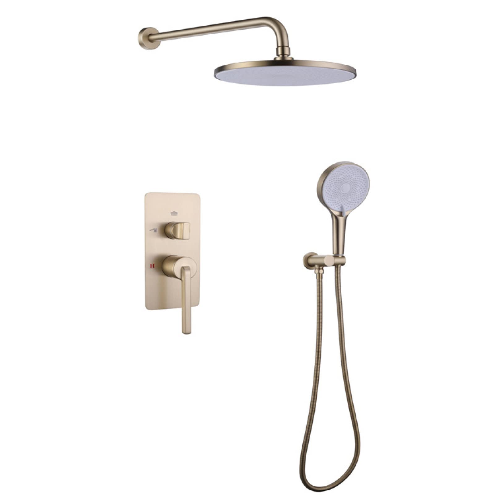 ASerZenith Wall Shower Set Bathroom Full Copper Shower Faucet Concealed Shower Set, Brushed Gold