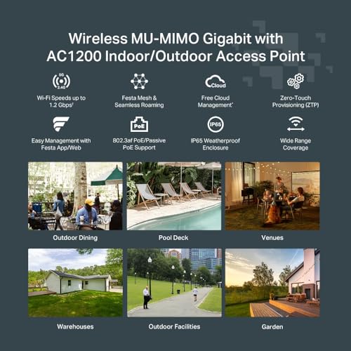 TP LINK Festa F52 Outdoor 2 4 GHz 5 GHz 1200 Mbit/ SNMPv2 SNMPv3 WPA Enterprise WPA Personal WPA2 Enterprise WPA2 Personal 1000 Mbit/ - vue 7