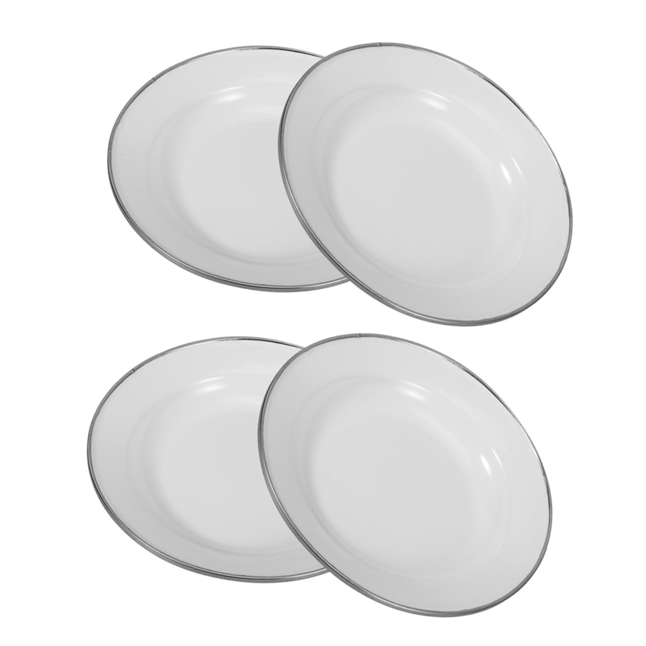 Assiettes Émaillées Blanches LIFKOME | Lot de 4 Assiettes Plates Polyvalentes pour Desserts