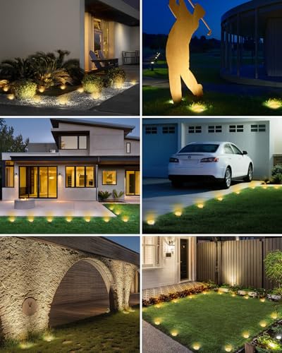 btfarm 10 Stück Solar Bodenleuchten Aussen, 8 LED Gartenbeleuchtung Solar Wasserdicht Boden Solarleuchten, Solarlampen für Außen Garten Rasen Auffahrt Gehweg Patio, Warmes Weiß