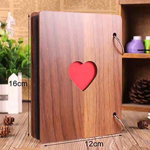 Álbum de recortes para fotos, álbum de fotos DIY con cubierta de madera y 30 páginas negras, ideal como libro de visitas, libro de recuerdos o regalo para San Valentín, aniversario, Día de la Madre o cumpleaños, tamaño 6 x 4 pulgadas (12 x 16 cm) miniatura 2