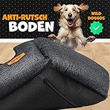 Lovpet® Hundebett Hundekissen Hundekorb Chiller, Inkl. Napf + 3X Kauknochen, Hundesofa Kissen für Kleine, Mittelgroße & Große Hunde, Bezug abnehmbar und waschbar, L 90 x 75 x 25 cm Anthrazit