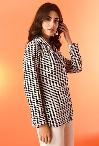 Image of IUGA Women Longline Full Sleeve White, Black Shrug