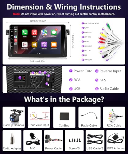 XGU Car Stereo for BMW 3 Series 325i 330i 318i 328i E46 1998-2006 M3 Radio with Wireless CarPlay/Android Auto,9" IPS Touchscreen Radio with 5G WiFi GPS BT FM RDS DSP EQ Backup Camera,2+32GB - image 9
