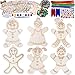 40 Set Wooden Christmas Ornaments Craft Kit DIY Gingerbread Man Ornaments Paintable Wood Gingerman Family Dolls Gingerman Cutout Hanging Christmas Tree Ornaments for Kids Xmas Decoration