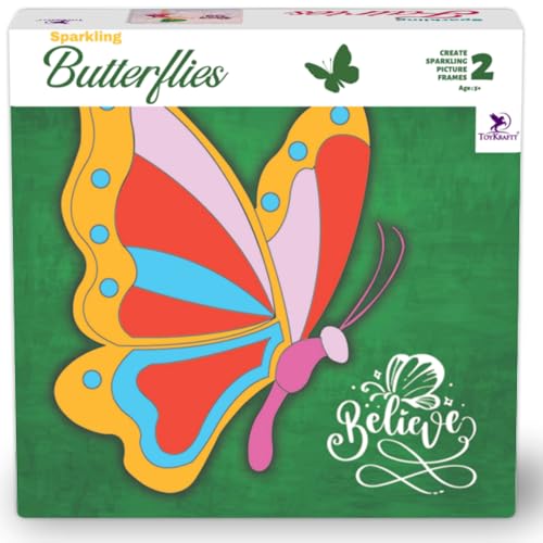 Image of TOYKRAFTT Sand Sequin Art Butterflies Themed Kit, Craft for Kids Ages 5 to 7 Years Old, Gift for Girls Boys, Art and Craft Kit